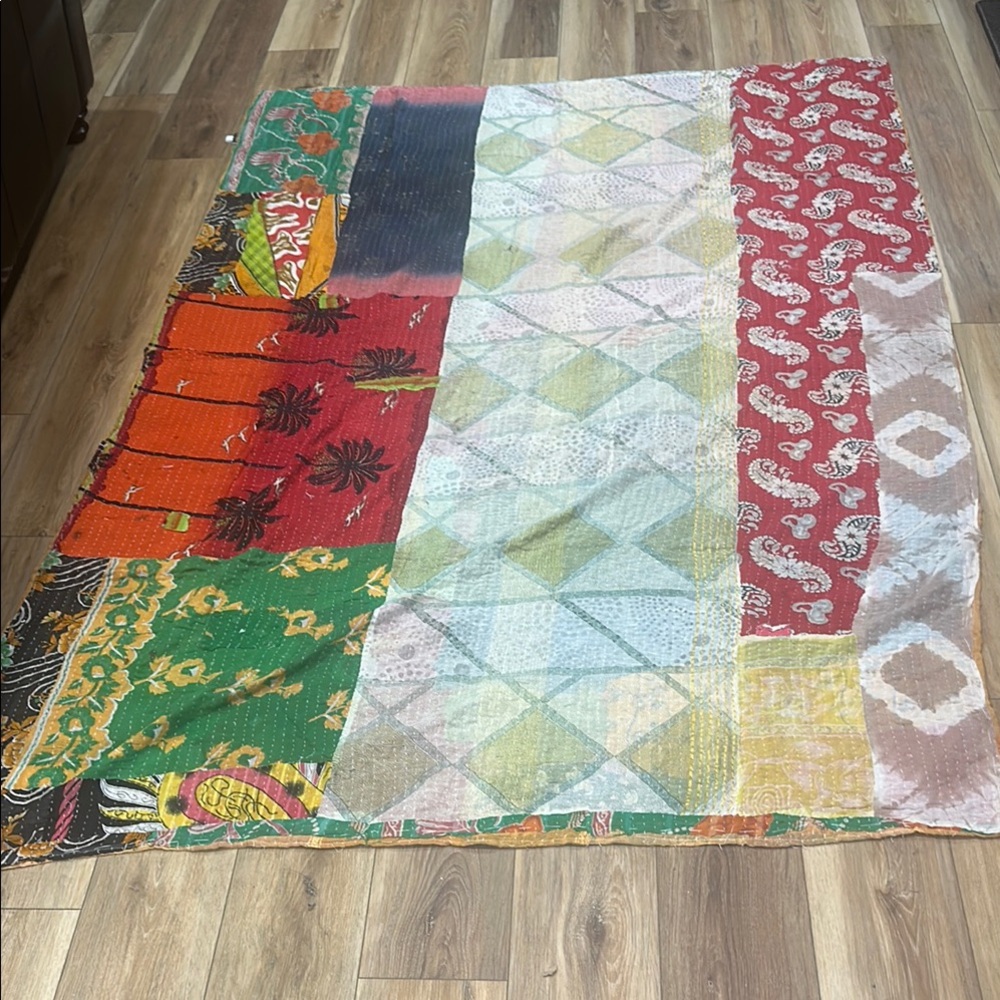 All’asta Vintage Multicolor Patchwork Quilt 100% cotton soft Crazy Quilt
